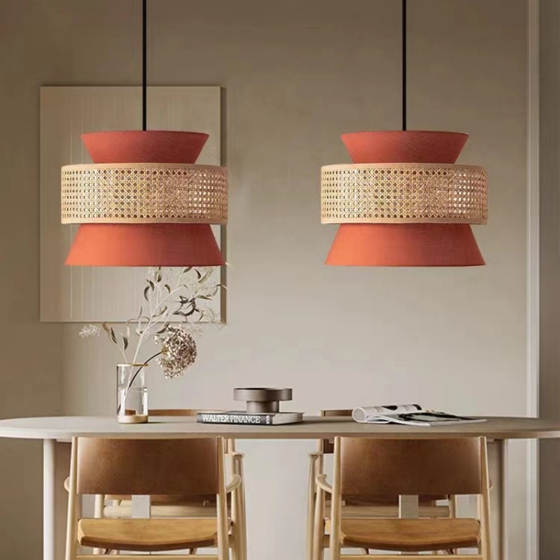 Home Decor Rattan Pendant Lampshade Weave Chandelier