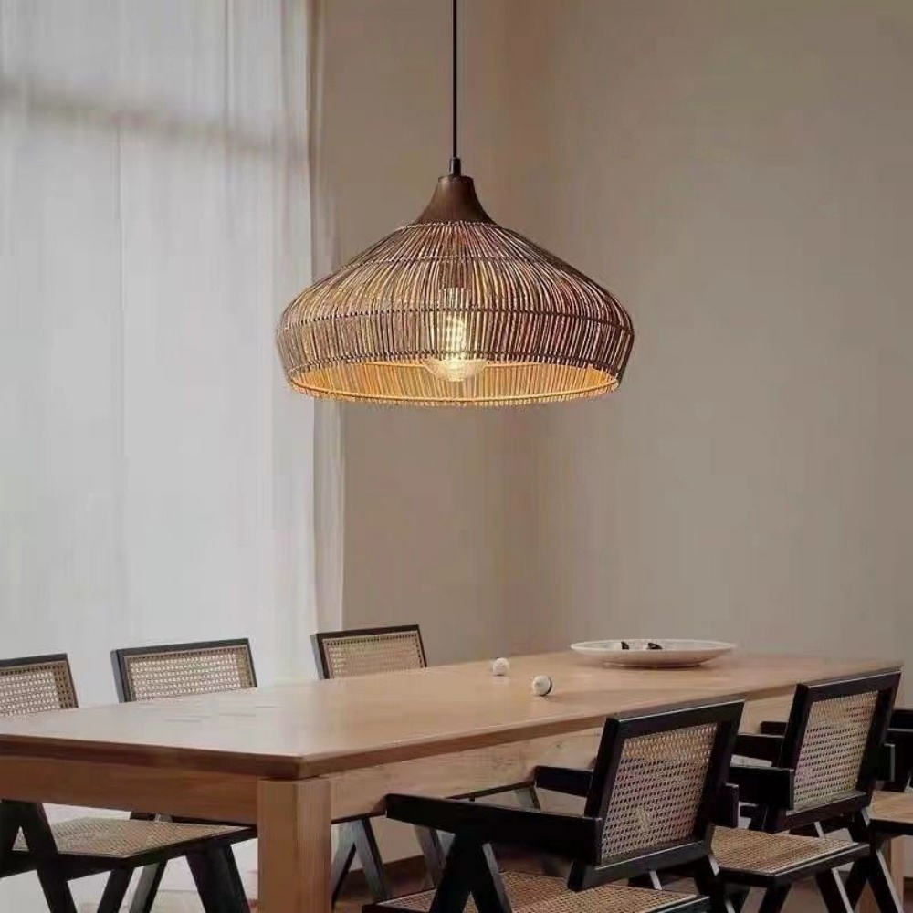 Japanese Hand-woven Rattan Lampshade Suitable For Dining Room Table