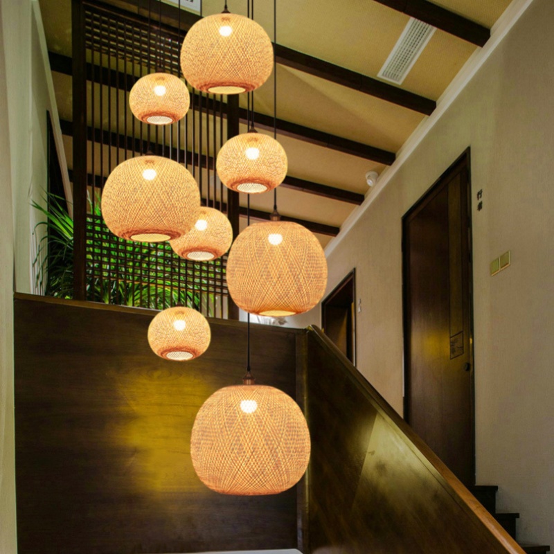 Japanese Style Bamboo Restaurant Pendant Light Decorative Lampshade
