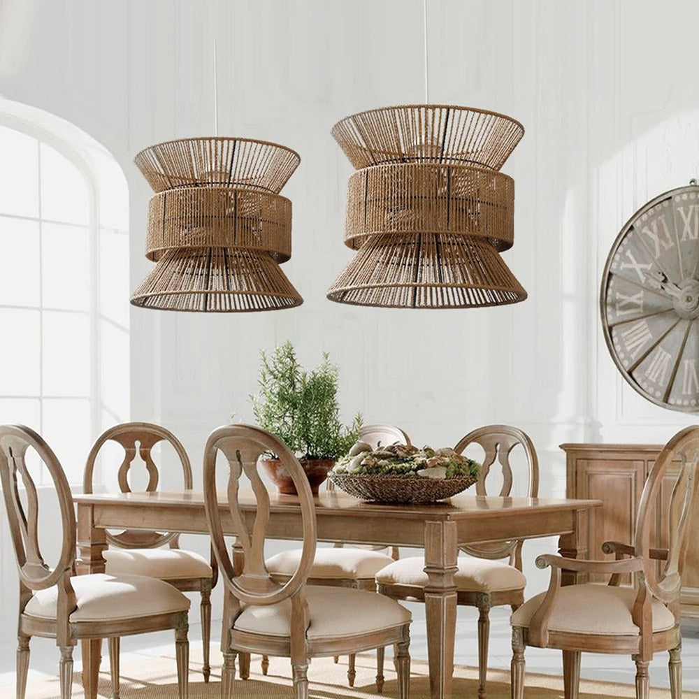 Rustic Hemp Rope Pendant Light