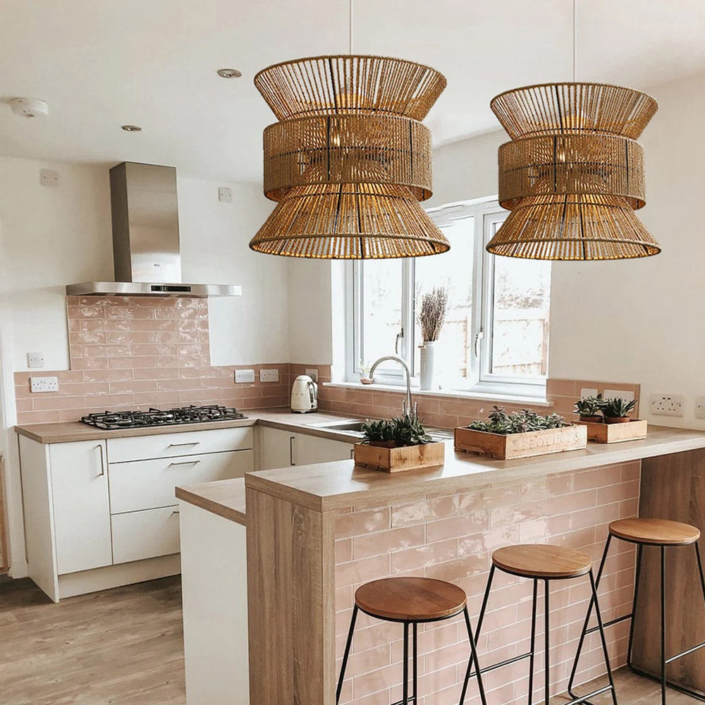 Rustic Hemp Rope Pendant Light