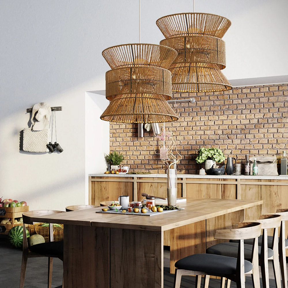 Rustic Hemp Rope Pendant Light