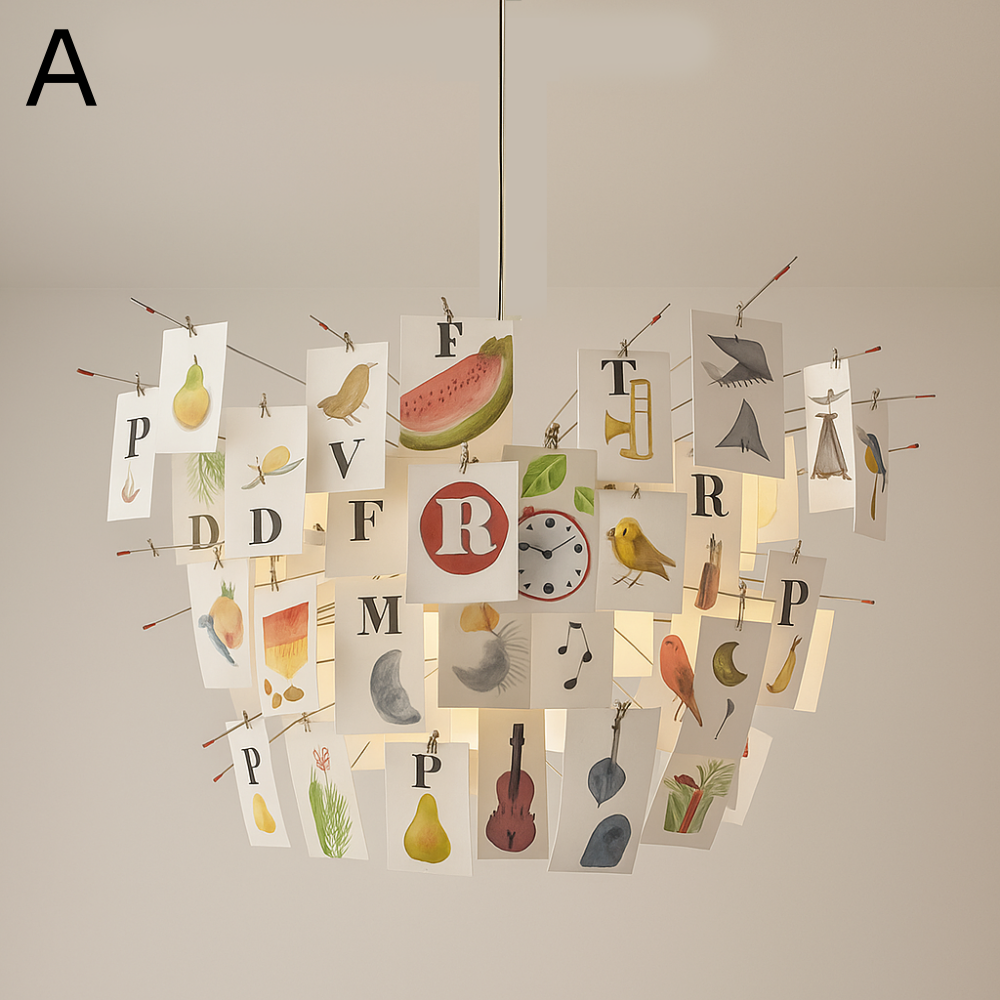 Nordic Art DIY Album Card Pendant Light Living Room Bedroom Chandelier