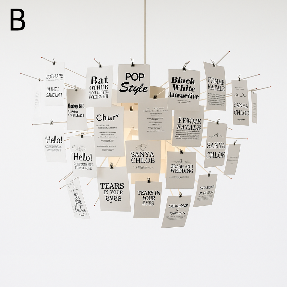 Nordic Art DIY Album Card Pendant Light Living Room Bedroom Chandelier