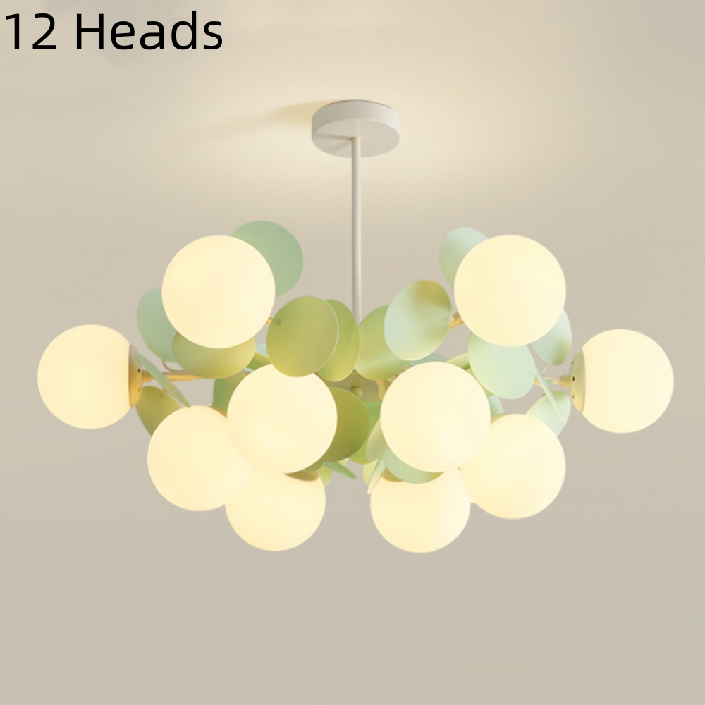 12 Heads French Green Pendant Light Living Room Bedroom Lamp