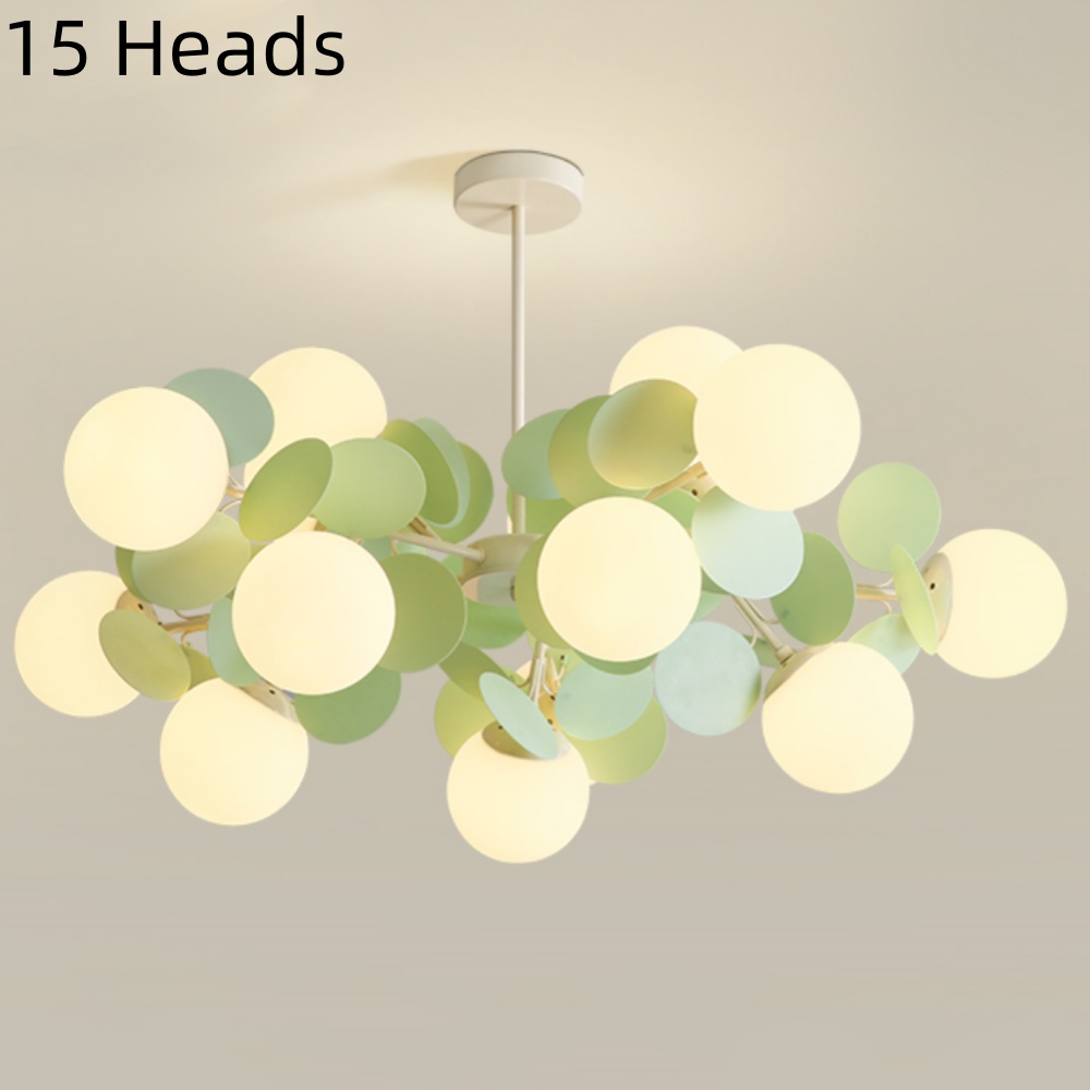 12 Heads French Green Pendant Light Living Room Bedroom Lamp