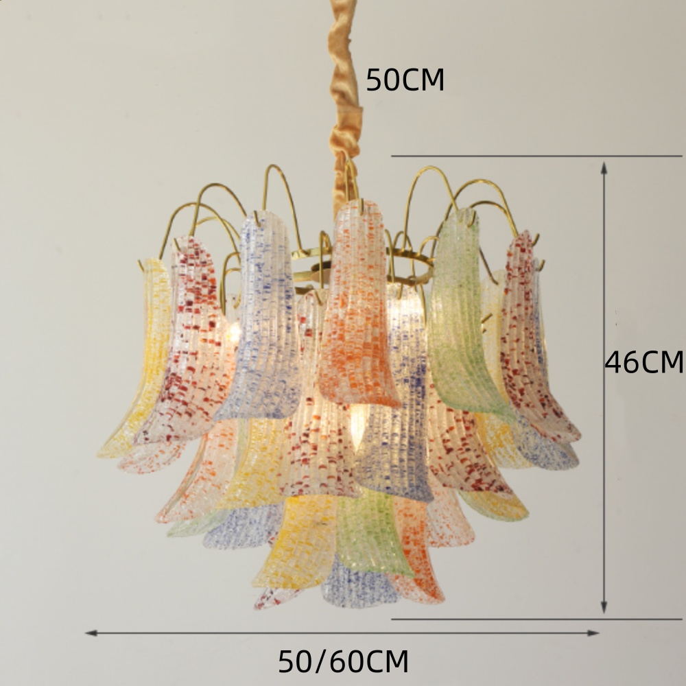 French Multi-layer Crystal Pendant Light Vintage Colorful Living Room Bedroom Chandelier
