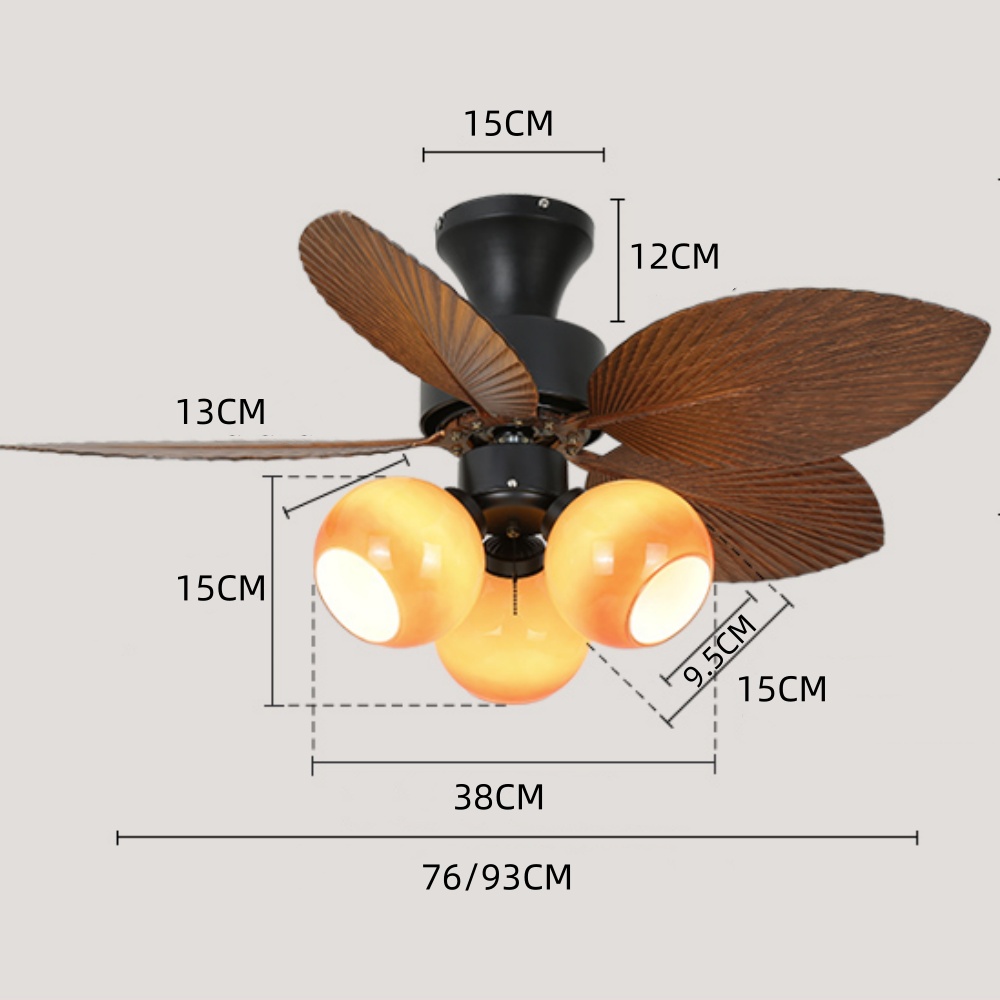 Mid-Century Style Mini Ceiling Fan Light  Dinning Room Bedroom Light Fan All In One