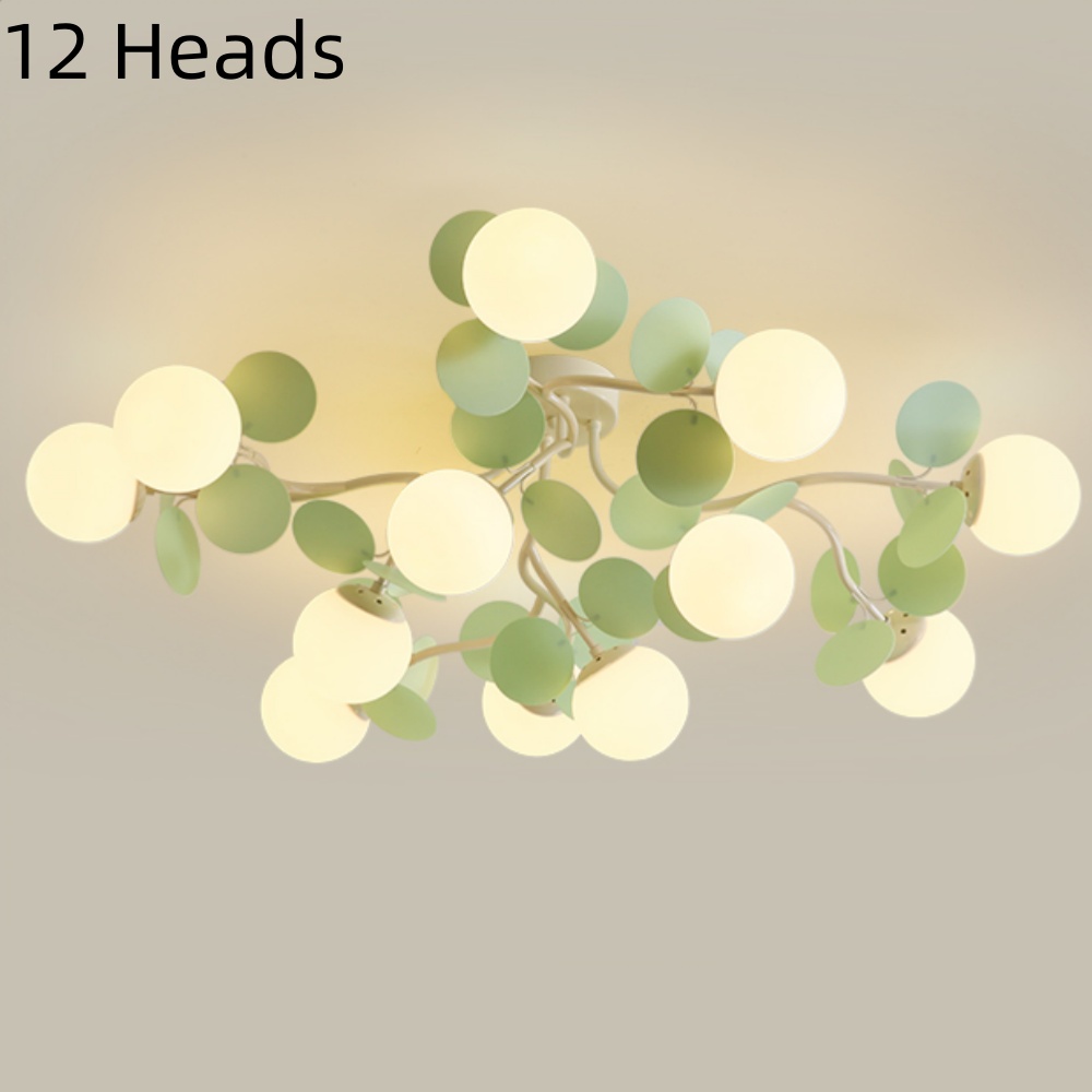 12 Heads French Green Pendant Light Living Room Bedroom Lamp