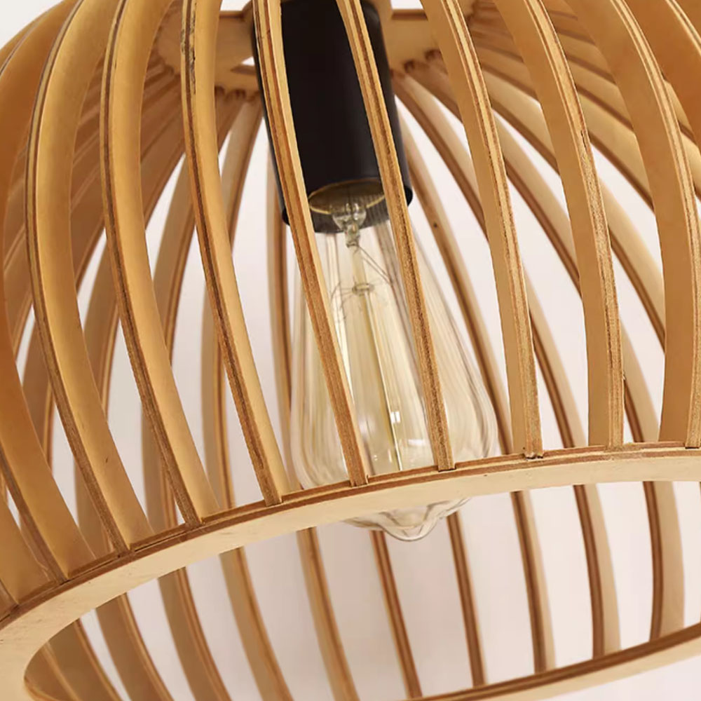 Japanese Rural Style Wood Color Pumpkin Pendant Lights