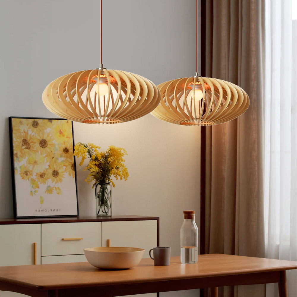 Japanese Rural Style Wood Color Pumpkin Pendant Lights