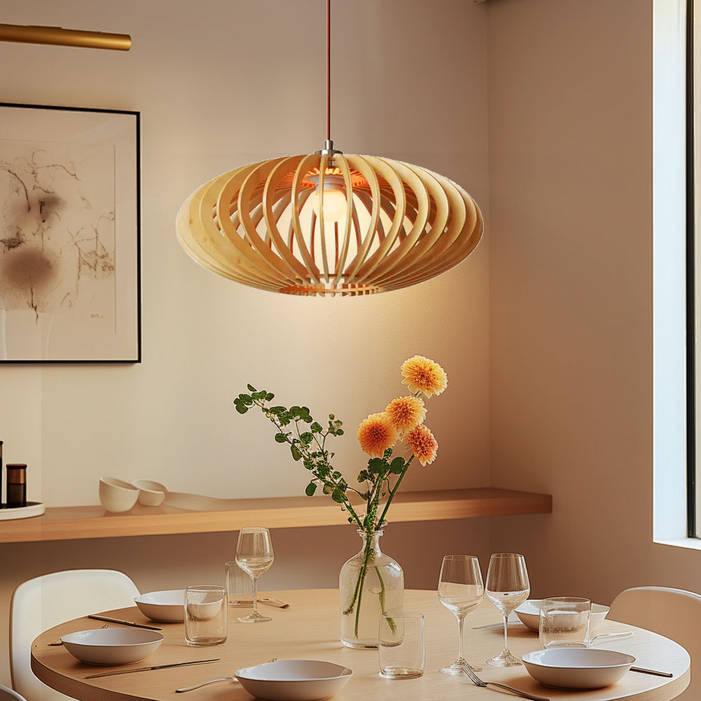 Japanese Rural Style Wood Color Pumpkin Pendant Lights