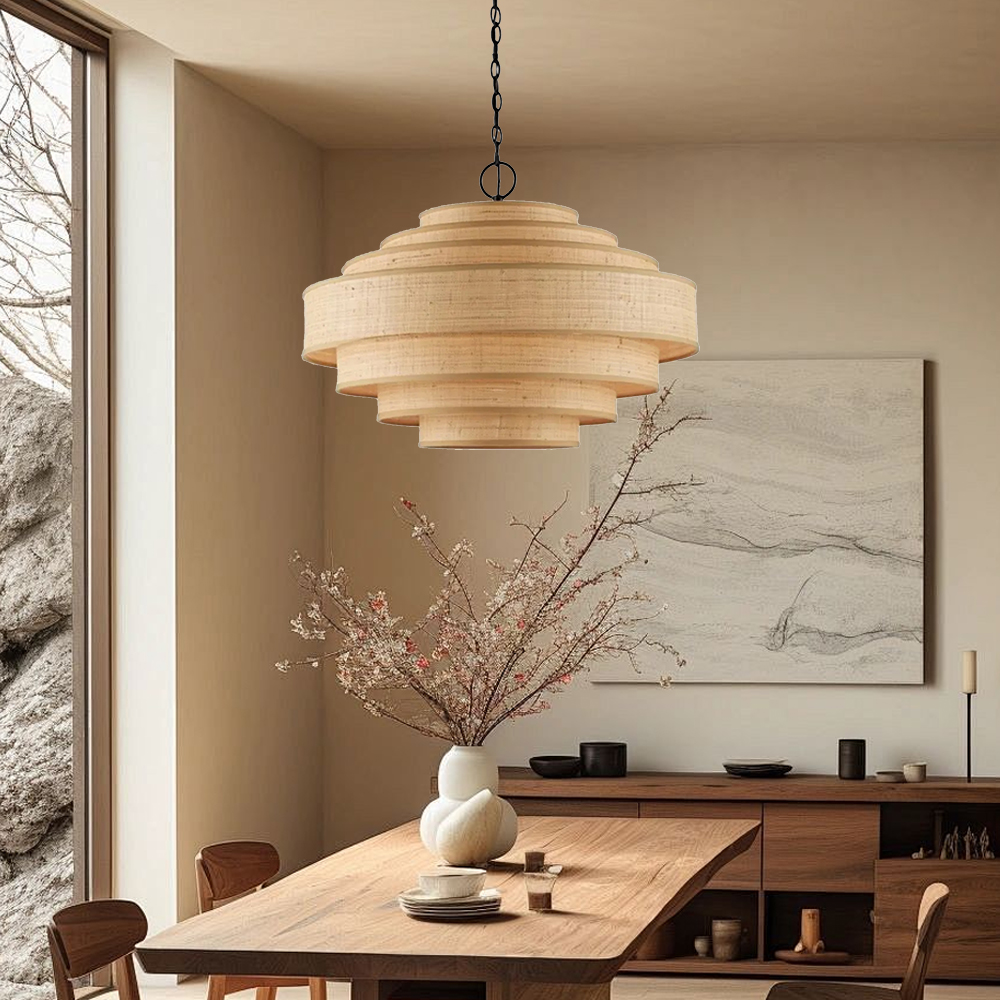 Wabi-sabi Retro Living Room Large Decorative Pendant Light