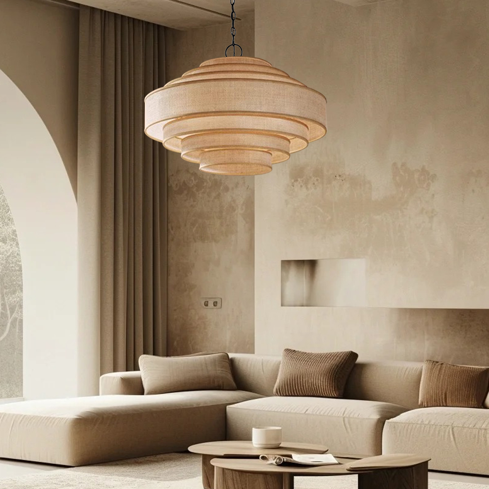 Wabi-sabi Retro Living Room Large Decorative Pendant Light