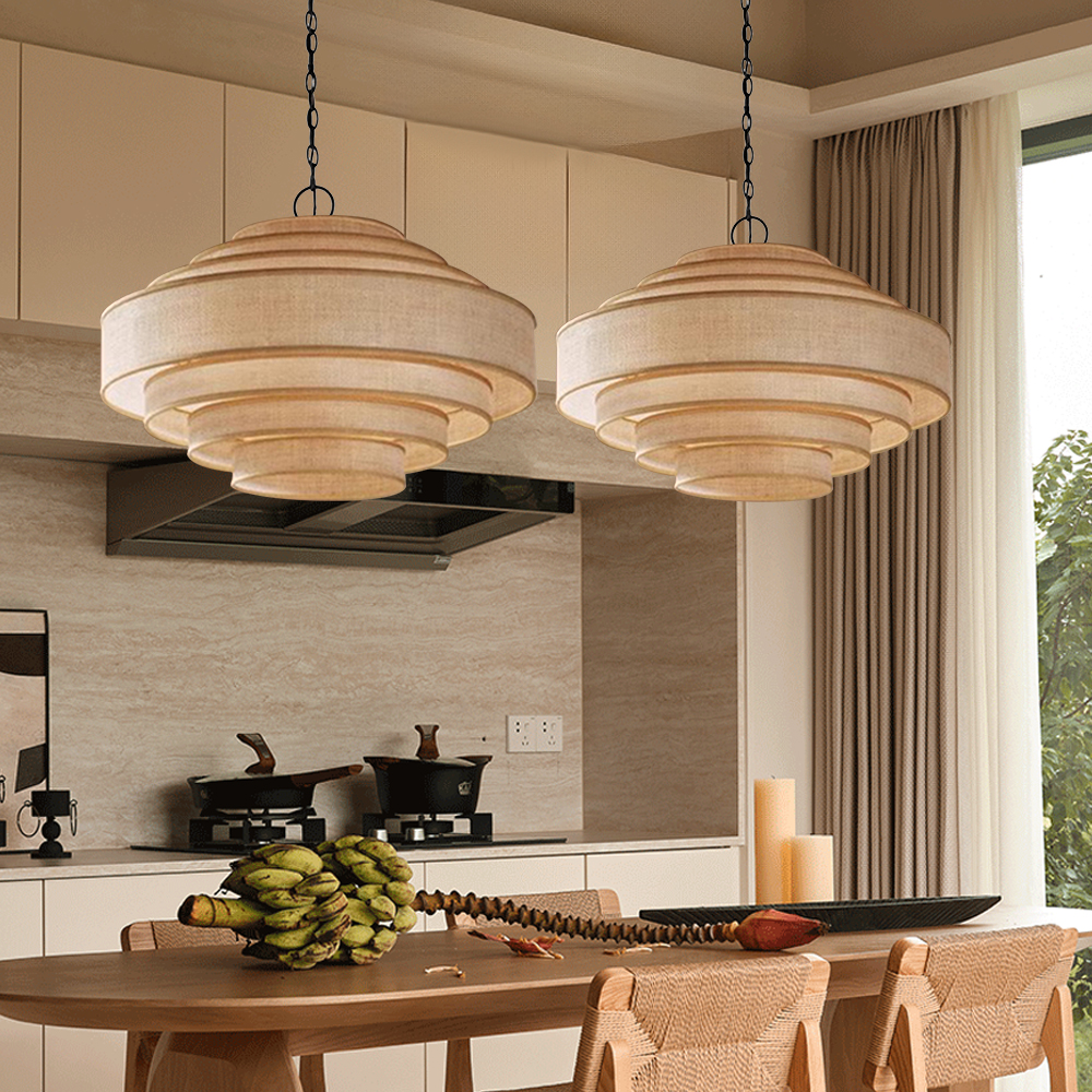 Wabi-sabi Retro Living Room Large Decorative Pendant Light