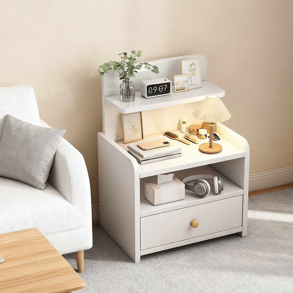 Modern Walnut Bedroom Bedside Table Small Storage Cabinet