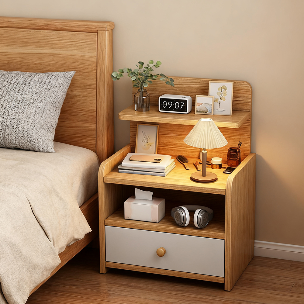 Modern Walnut Bedroom Bedside Table Small Storage Cabinet