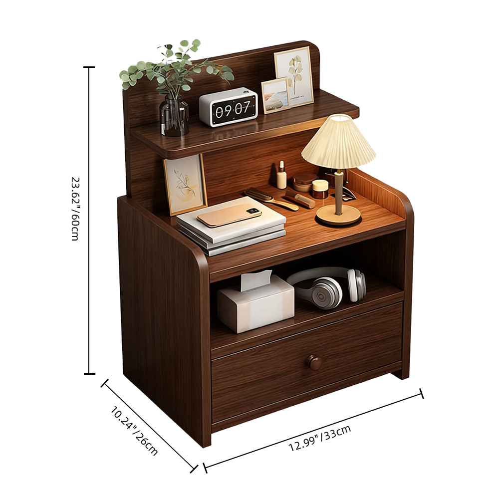Modern Walnut Bedroom Bedside Table Small Storage Cabinet