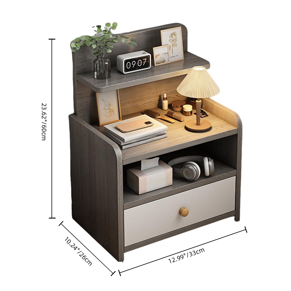 Modern Walnut Bedroom Bedside Table Small Storage Cabinet