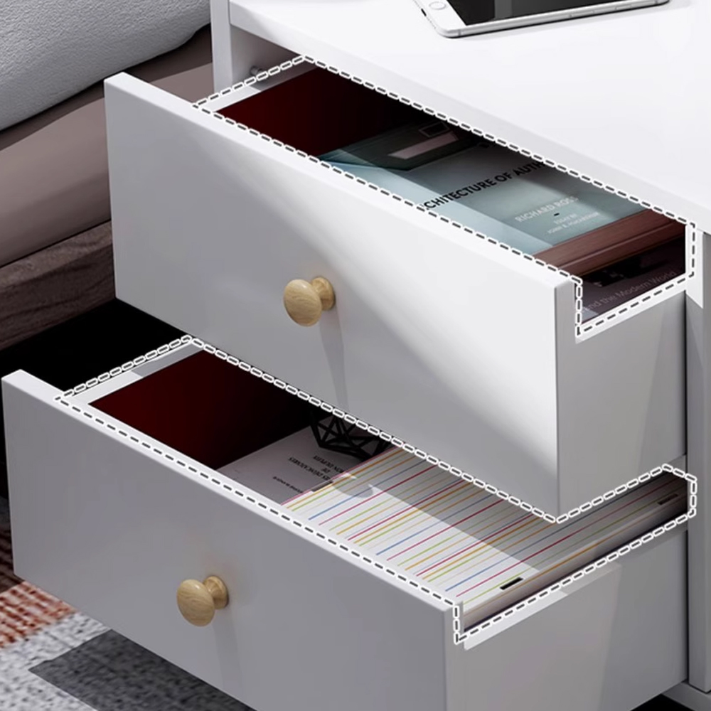 Modern Open Bedroom White Bedside Table Storage Cabinet