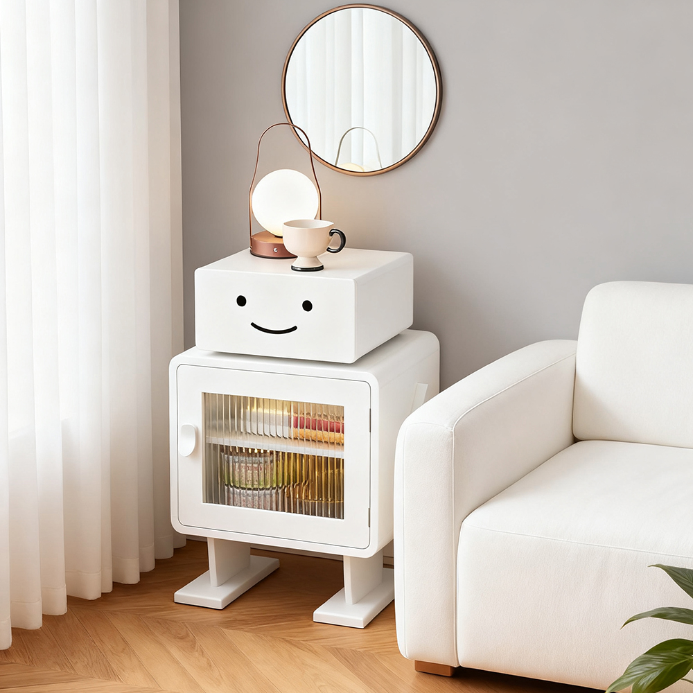 Robot Shape Bedroom Bedside Table Solid Wood Storage Cabinet Children's Bedside Cabinet