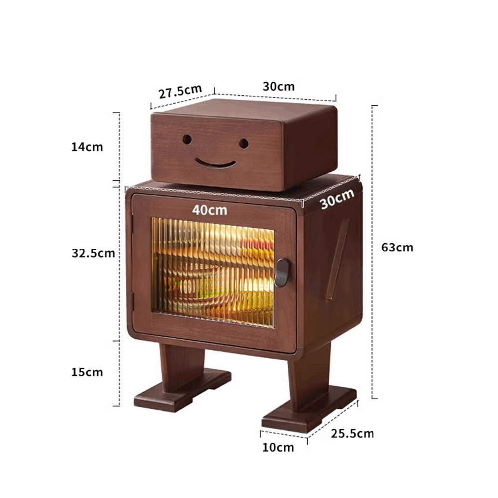 Robot Shape Bedroom Bedside Table Solid Wood Storage Cabinet Children's Bedside Cabinet