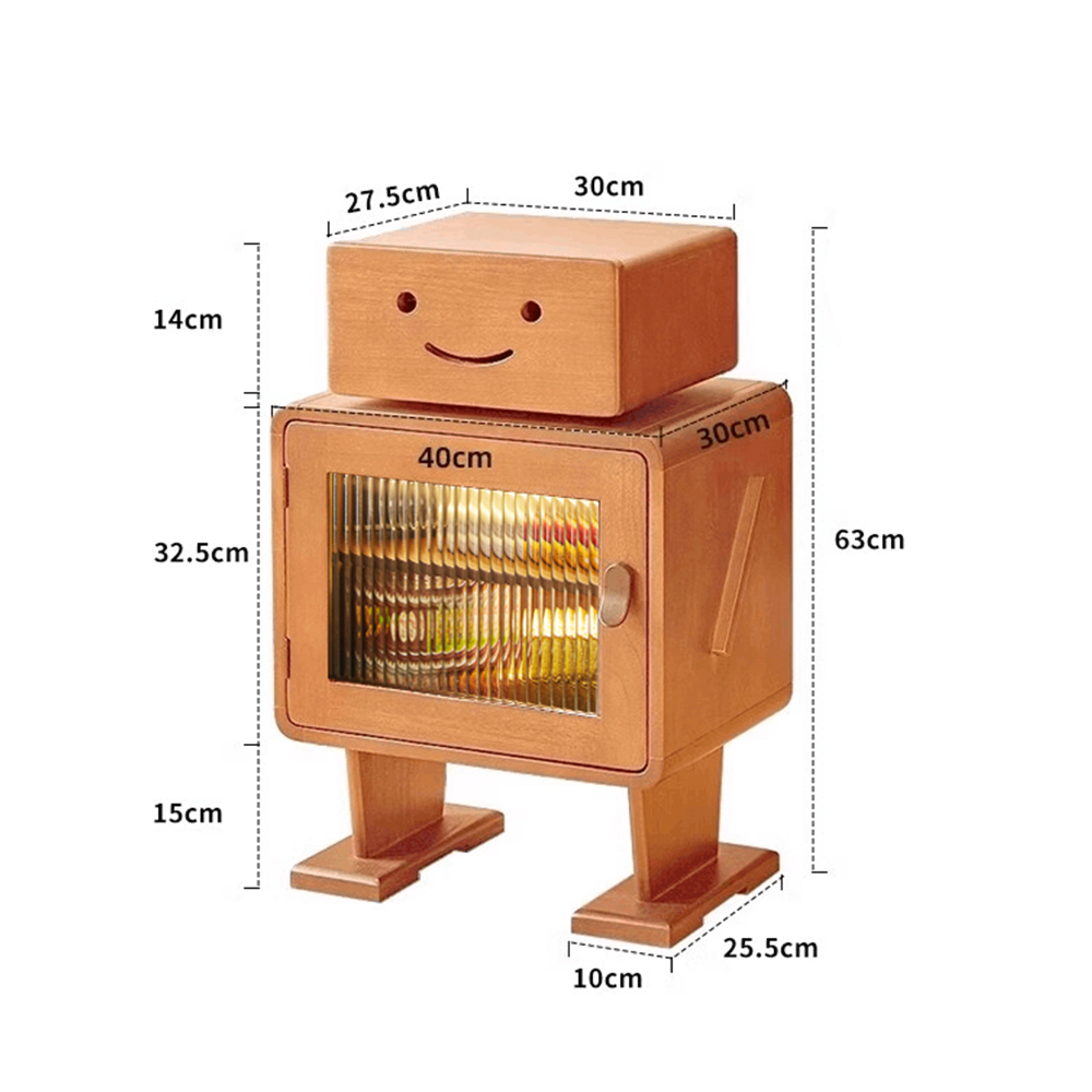 Robot Shape Bedroom Bedside Table Solid Wood Storage Cabinet Children's Bedside Cabinet