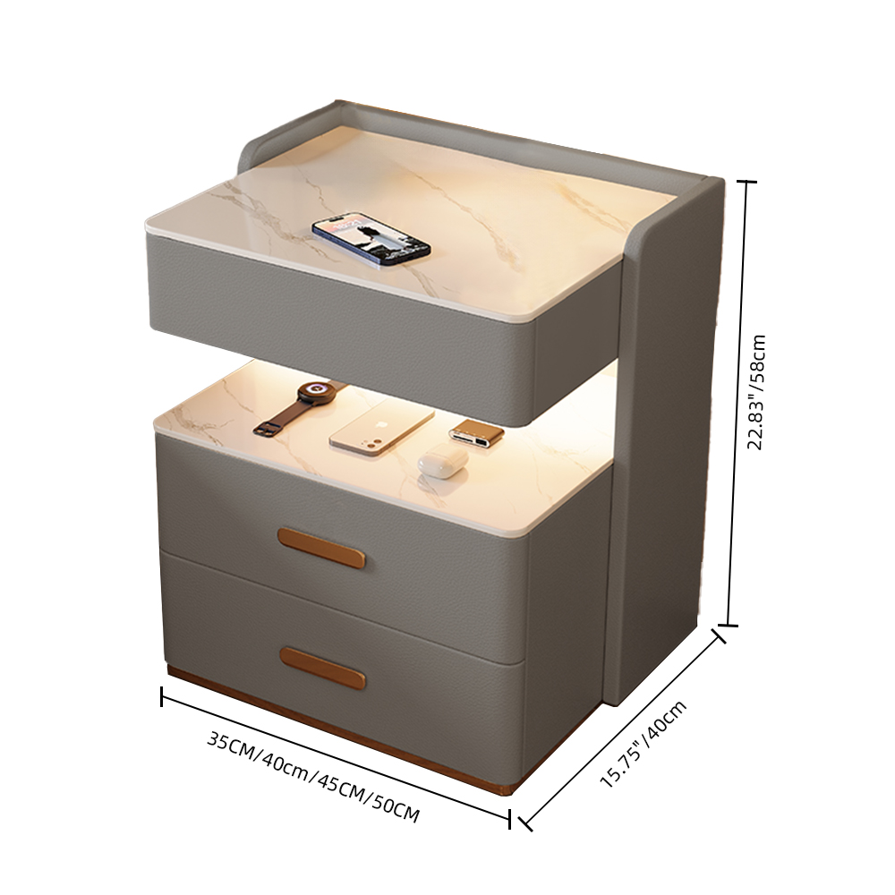 Free Installation Smart Bedside Table Multifunctional Solid Wood Bedside Storage Cabinet