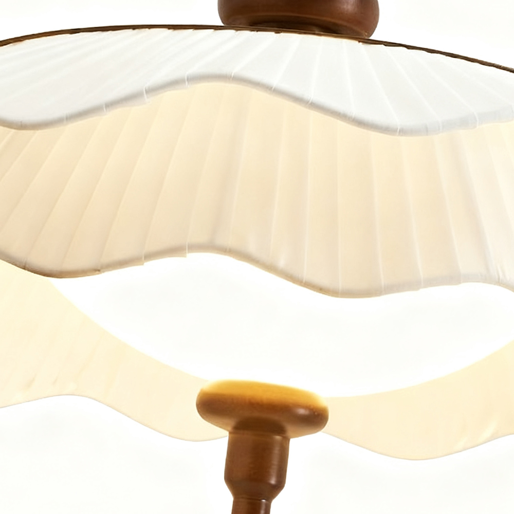 French Mid-Century Fabric Pleated Shade 3-Color Lighting Dining Room Pendant Light