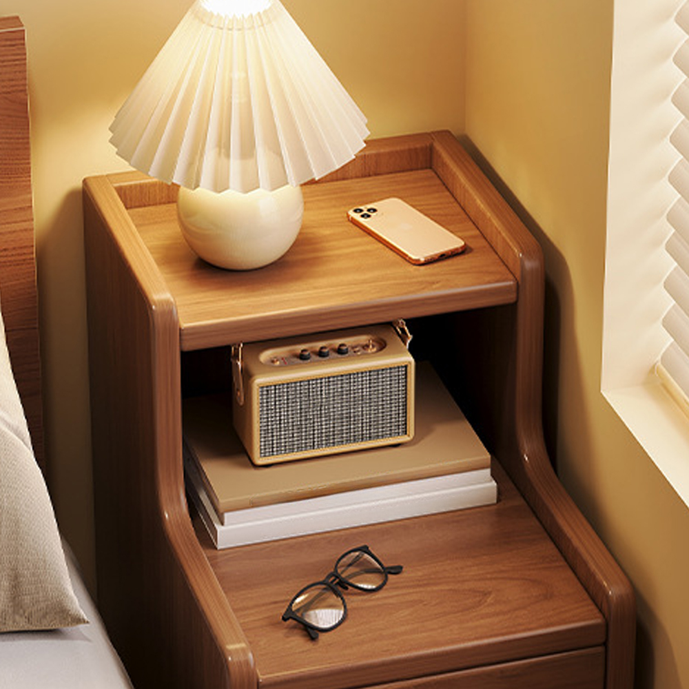 Walnut Simple Bedroom Bedside Table Solid Wood Small Storage Cabinet