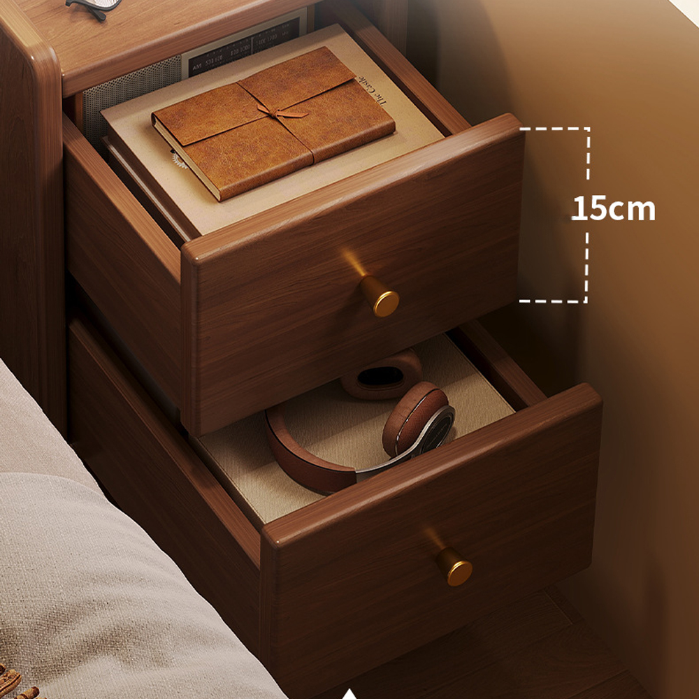 Walnut Simple Bedroom Bedside Table Solid Wood Small Storage Cabinet