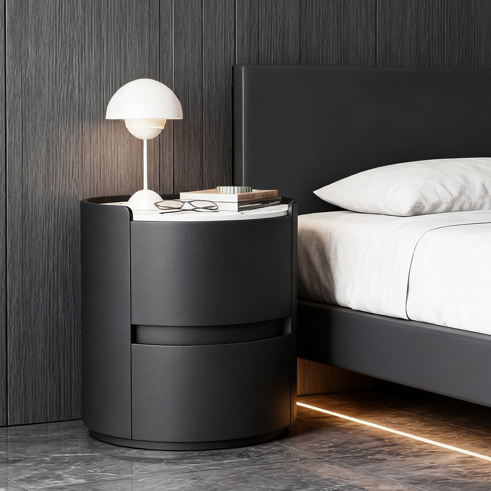 Modern Simple Double Drawer Cylindrical Bedside Table Bedroom Living Room Storage Cabinet