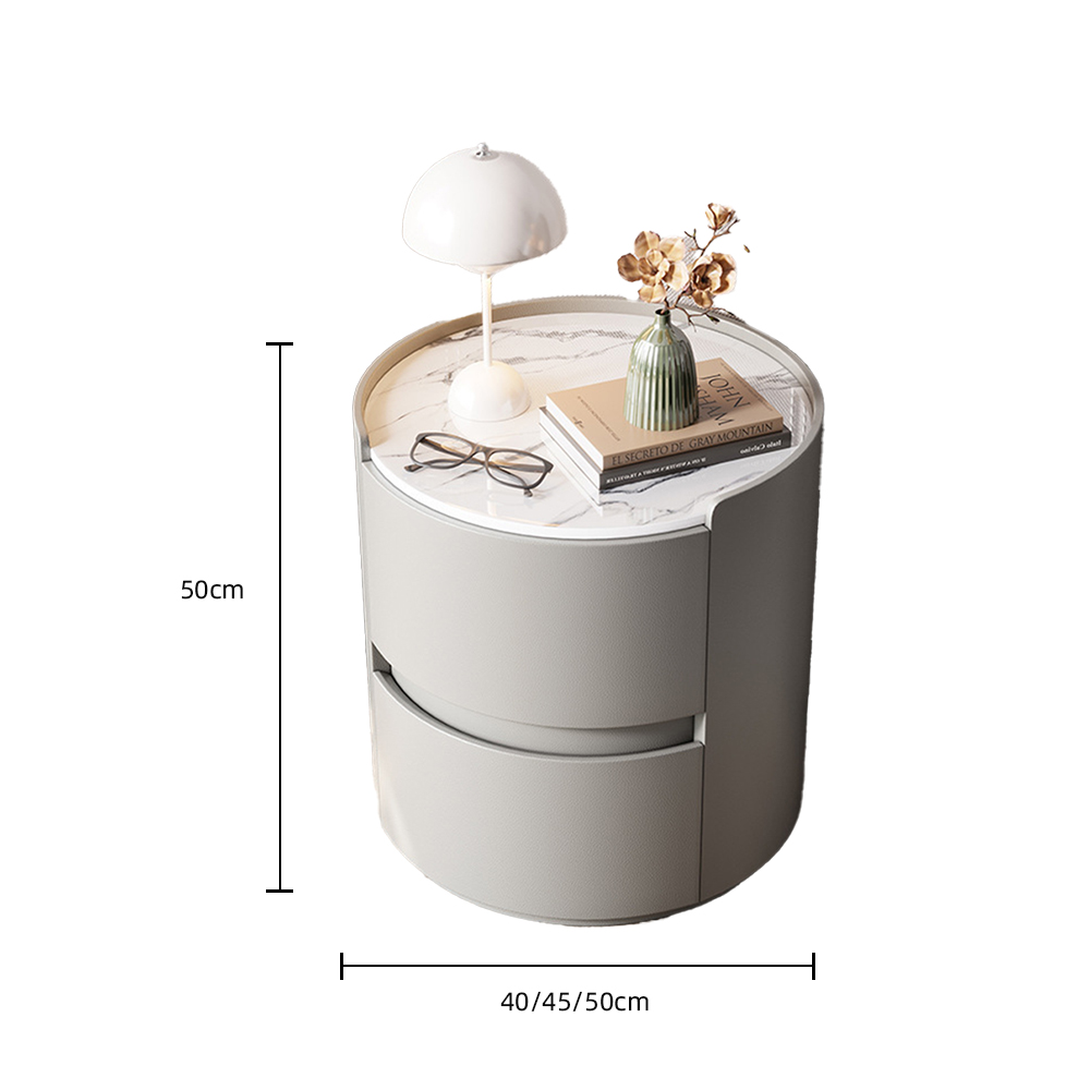 Modern Simple Double Drawer Cylindrical Bedside Table Bedroom Living Room Storage Cabinet