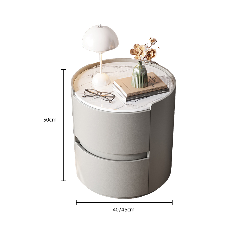 Modern Simple Double Drawer Cylindrical Bedside Table Bedroom Living Room Storage Cabinet