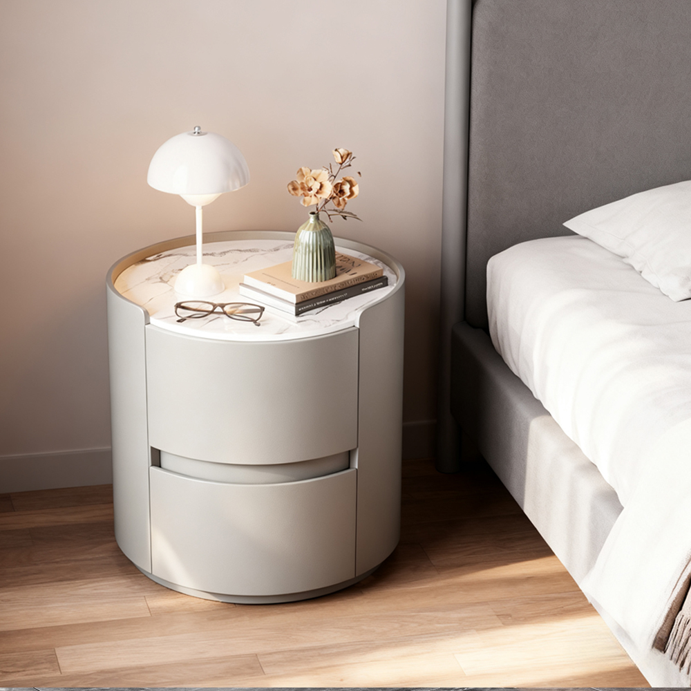 Modern Simple Double Drawer Cylindrical Bedside Table Bedroom Living Room Storage Cabinet
