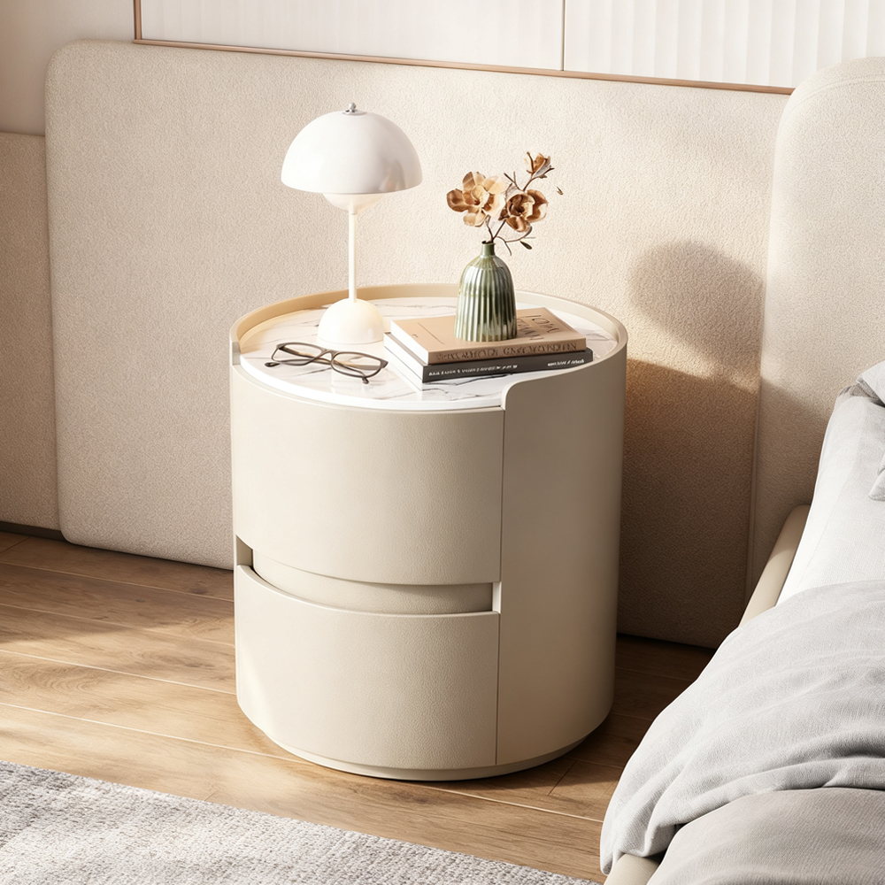 Modern Simple Double Drawer Cylindrical Bedside Table Bedroom Living Room Storage Cabinet