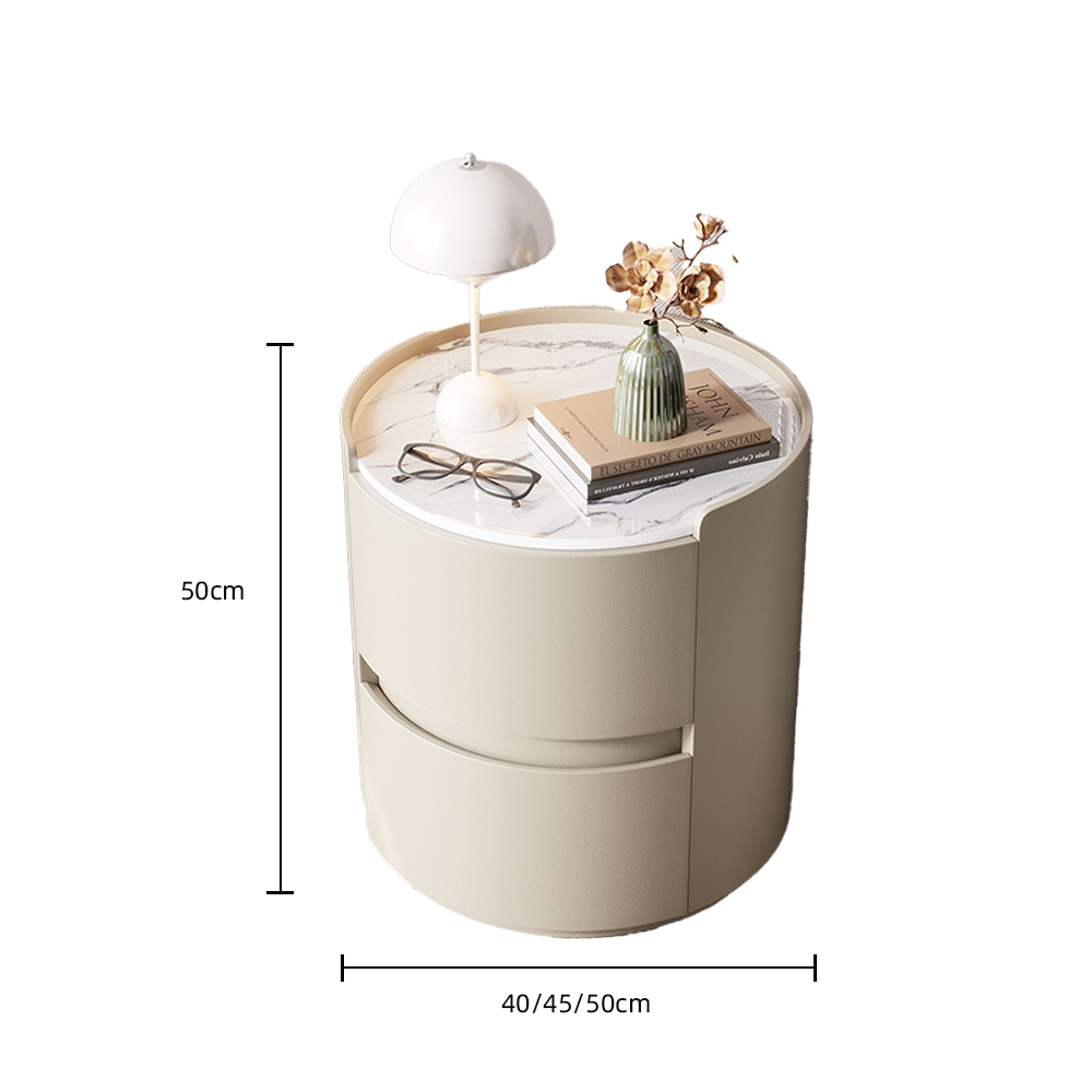 Modern Simple Double Drawer Cylindrical Bedside Table Bedroom Living Room Storage Cabinet