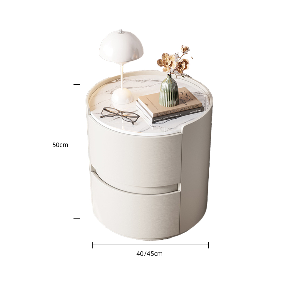 Modern Simple Double Drawer Cylindrical Bedside Table Bedroom Living Room Storage Cabinet