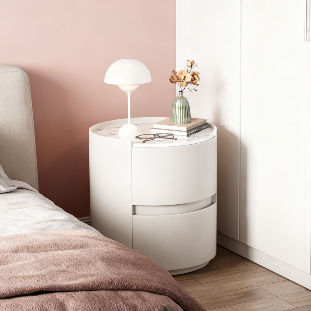 Modern Simple Double Drawer Cylindrical Bedside Table Bedroom Living Room Storage Cabinet