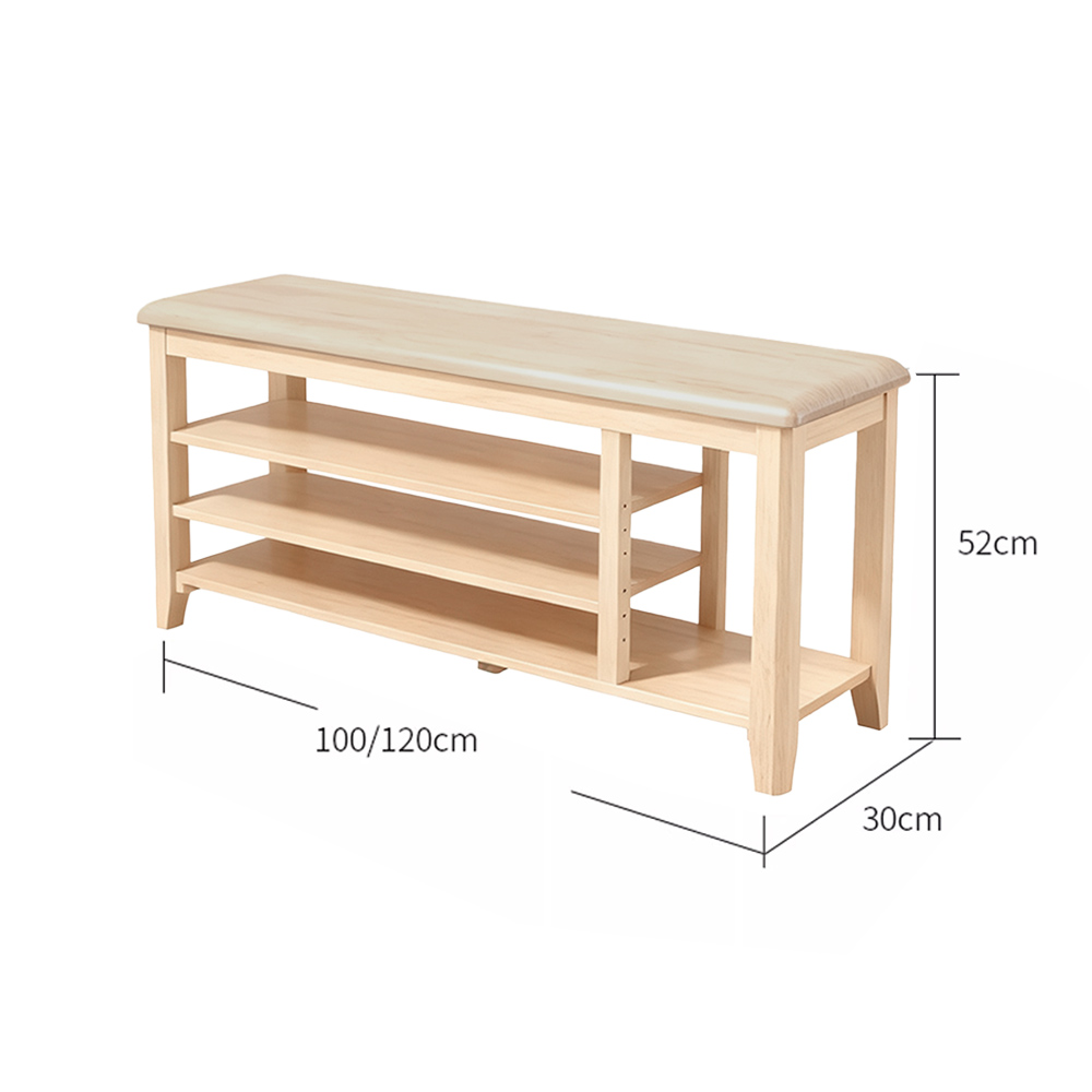 Solid Wood Shoe Changing Stool with Soft Cushion for Door Entrance
