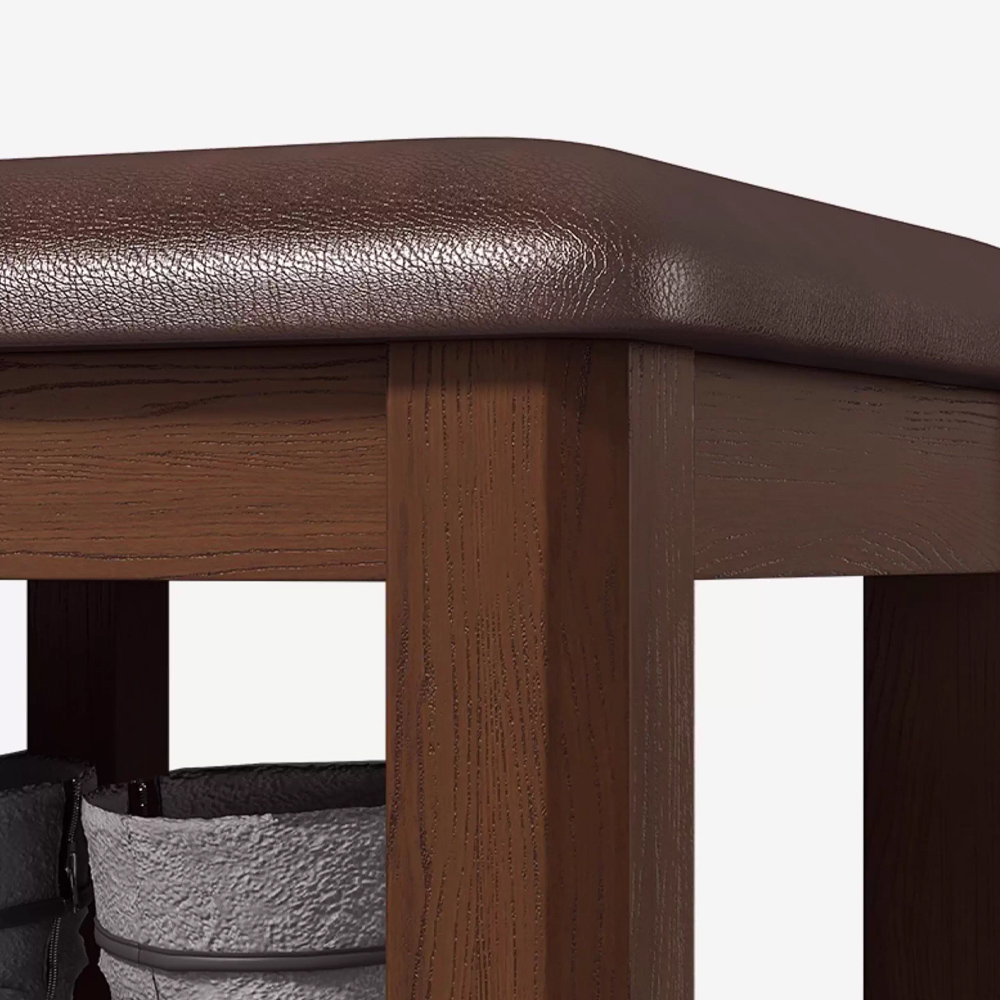 Solid Wood Shoe Changing Stool with Soft Cushion for Door Entrance