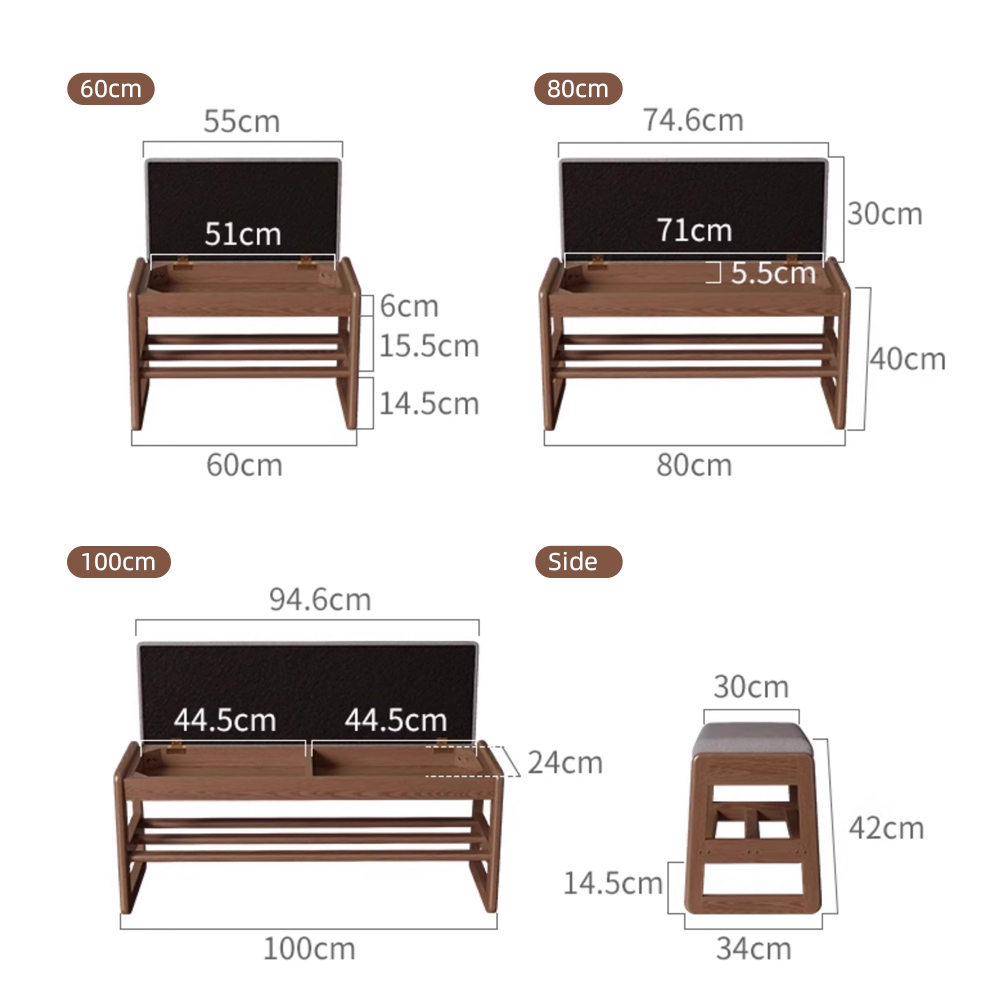 Solid Wood Shoe Changing Stool Entryway Storage Multi Function Hallway Storage Stool
