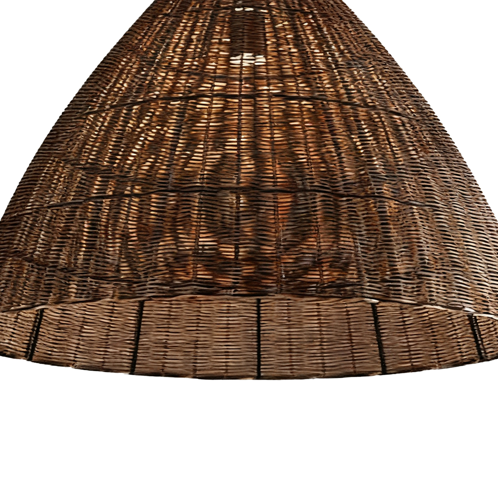 Handwoven Brown Rattan Pendant Light Wabi Sabi Style Dining Room Lampshade