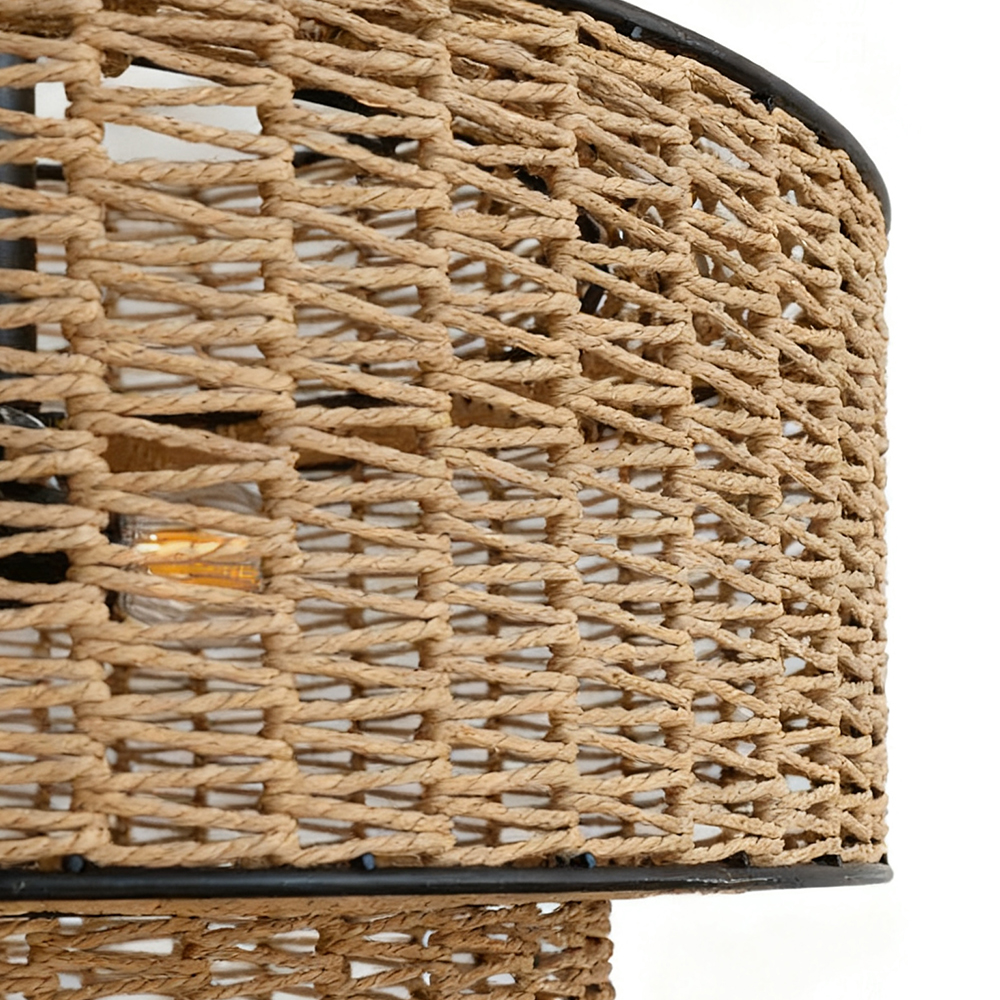 Japanese Handmade Hemp Rope Pendant Light Lantern Shaped Dining Room Lamp