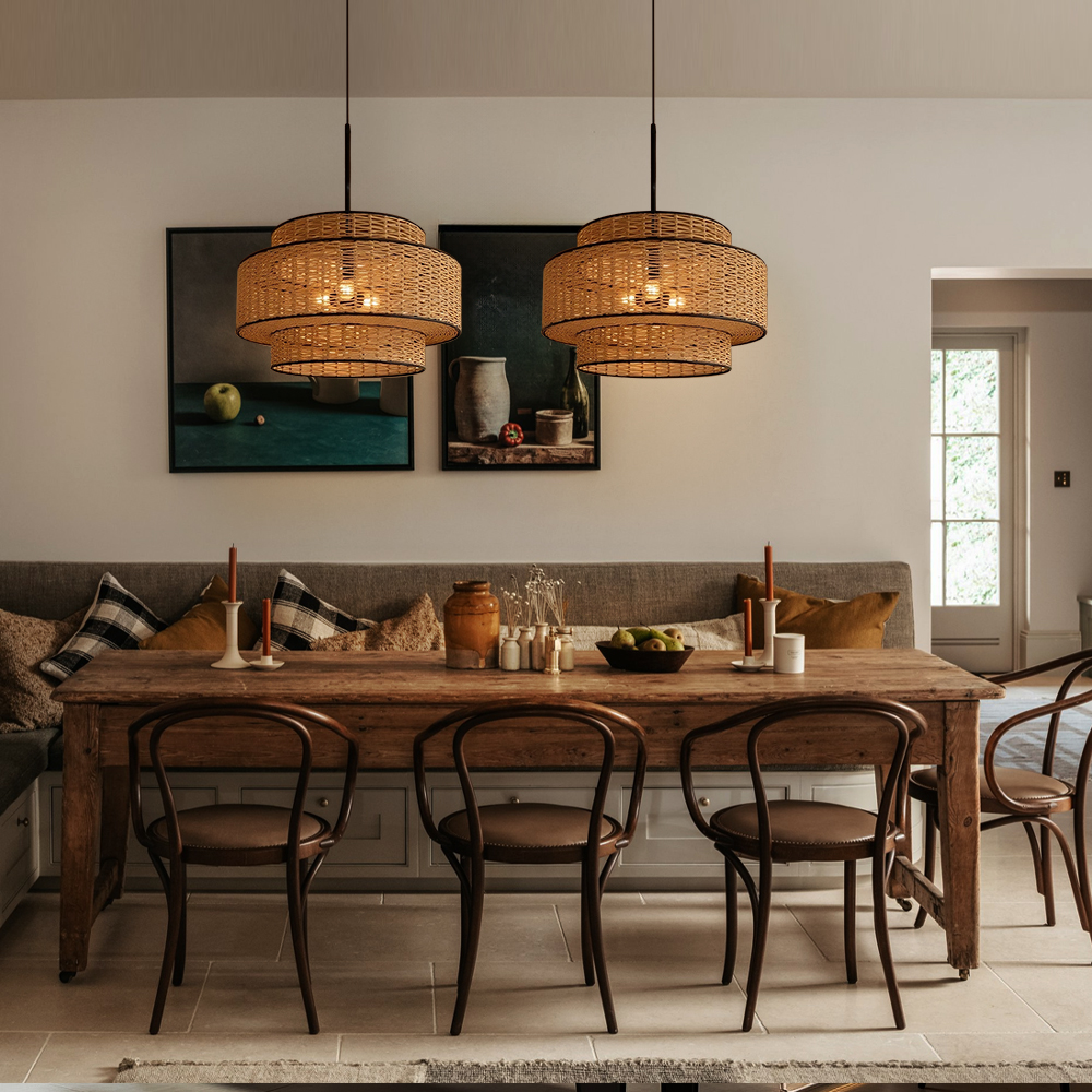 Japanese Handmade Hemp Rope Pendant Light Lantern Shaped Dining Room Lamp