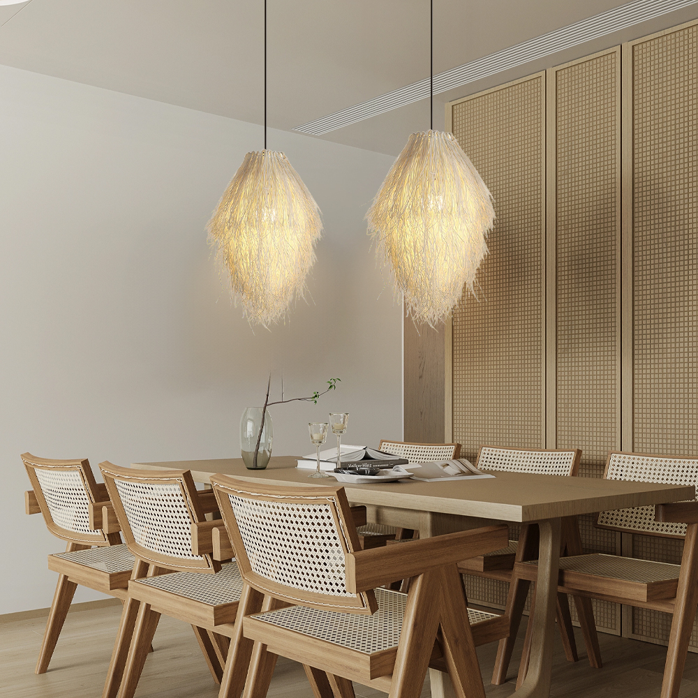 Japanese Rattan Woven Pendant Light Bird's Nest Dining Room Lamp