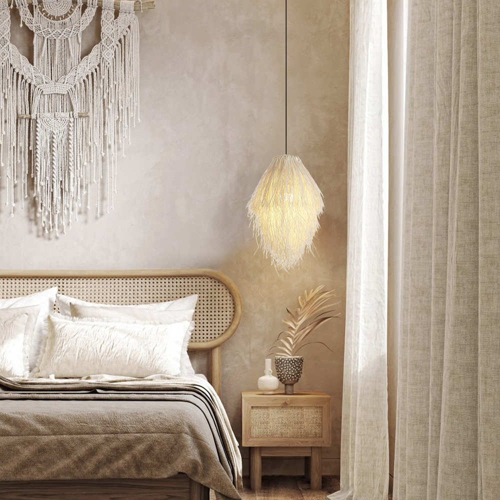 Japanese Rattan Woven Pendant Light Bird's Nest Dining Room Lamp