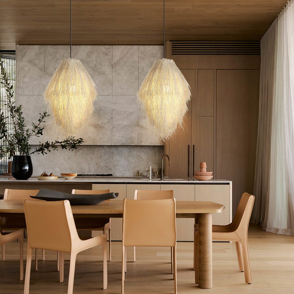 Japanese Rattan Woven Pendant Light Bird's Nest Dining Room Lamp