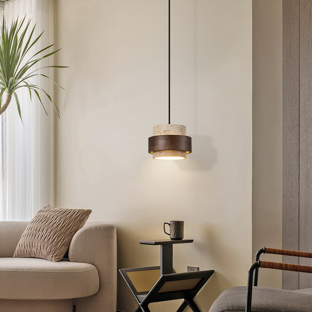 Wabi-sabi Wooden Patchwork Small Pendant Light for Dining Room Ambiance