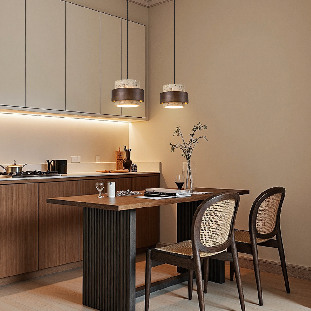 Wabi-sabi Wooden Patchwork Small Pendant Light for Dining Room Ambiance